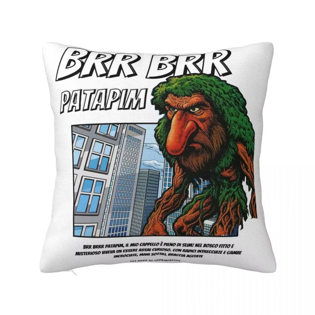 Italian Brain Rot Meme Pillow Cover Double Sided Tung Sahu Design Polyester Cushion for Sofa Bedroom Car Decoration