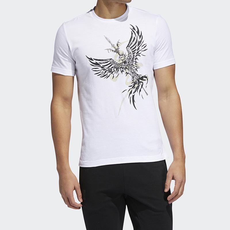 adidas Flying Bird Print Crew Neck Training T-Shirt Men Tops White FT2753