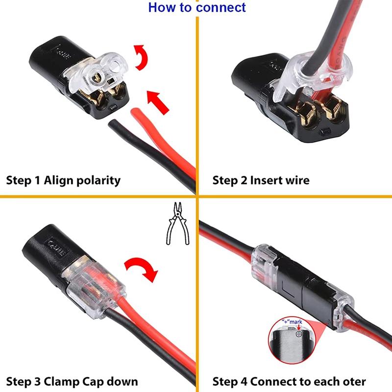 20 Pcs Double-Wire Plug-in Connector with Locking Buckle-Pluggable LED Wire Connectors 2 Pin 2 Way Electrical Wire Connector