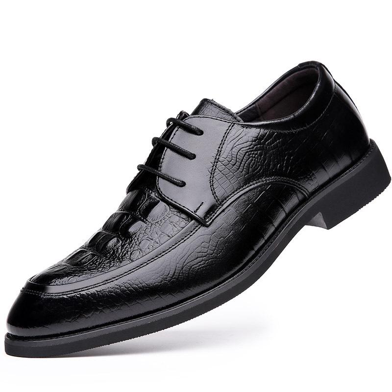 Men s Formal Crocodile-Pattern Leather Lace-up Shoes - Stylish, Comfortable, Versatile, British-Inspired Design. Size 42
