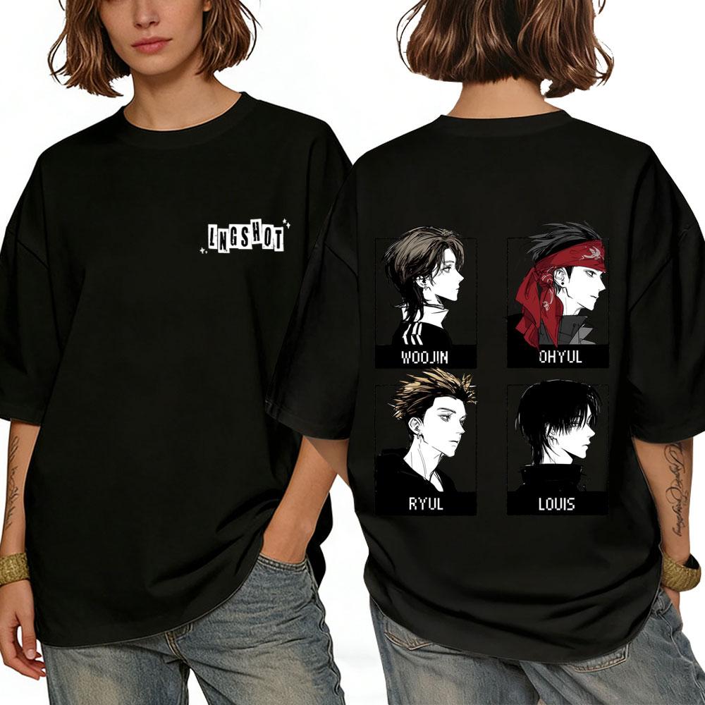 

Korean Band Lngshot Cartoon Style Graphic T-shirt Men Women Kpop Fashion Trend T Shirts Unisex Vintage Casual Oversized Tshirt S