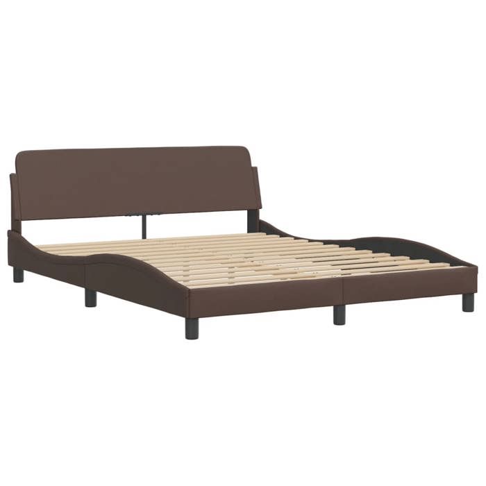 VidaXL Bed Frames with Headboard, Upholstered Bed with Slatted Base, Double Bed with Bedroom Footboard, Brown 373220