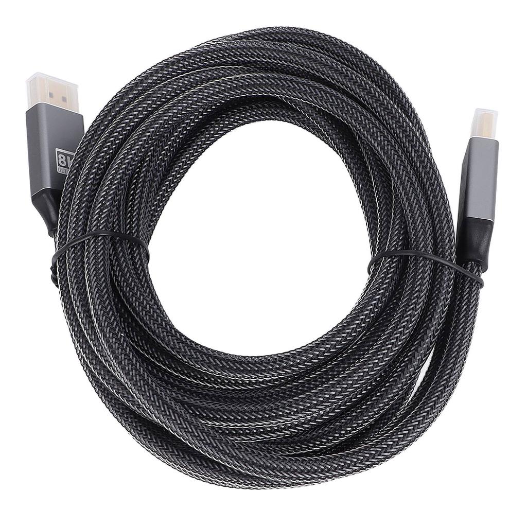 DisplayPort 1.4 Cable 8K 16.4ft Long Durable Nylon Stylish Gray High Speed Computer DisplayPort Cable for PC Display