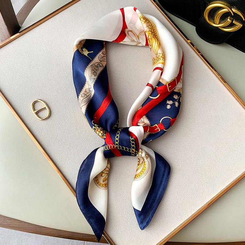Luxury Silk Scarf for Women Hijab Bandana Fashion 70*70cm Square Scarves Handkerchief Design Shawl Wraps Echarpe Foulard