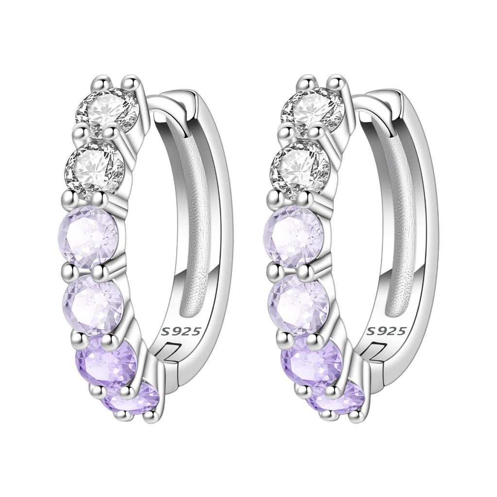 Orstarry S925 Silver Hoop Earrings Sparkling Blue Yellow Zircon Jewelry For Women Party Gifts