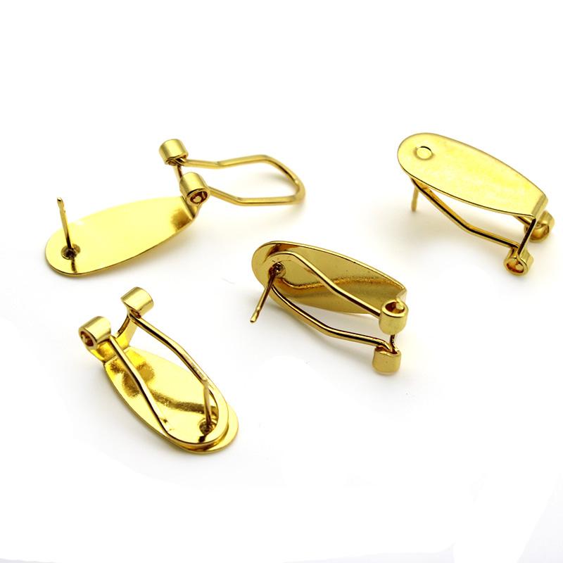 10Pcs/Lot Copper Hypoallergenic Flat Back Earring Studs Blank Base with Earrings Clips for DIY Earring Components Jewelry Making
