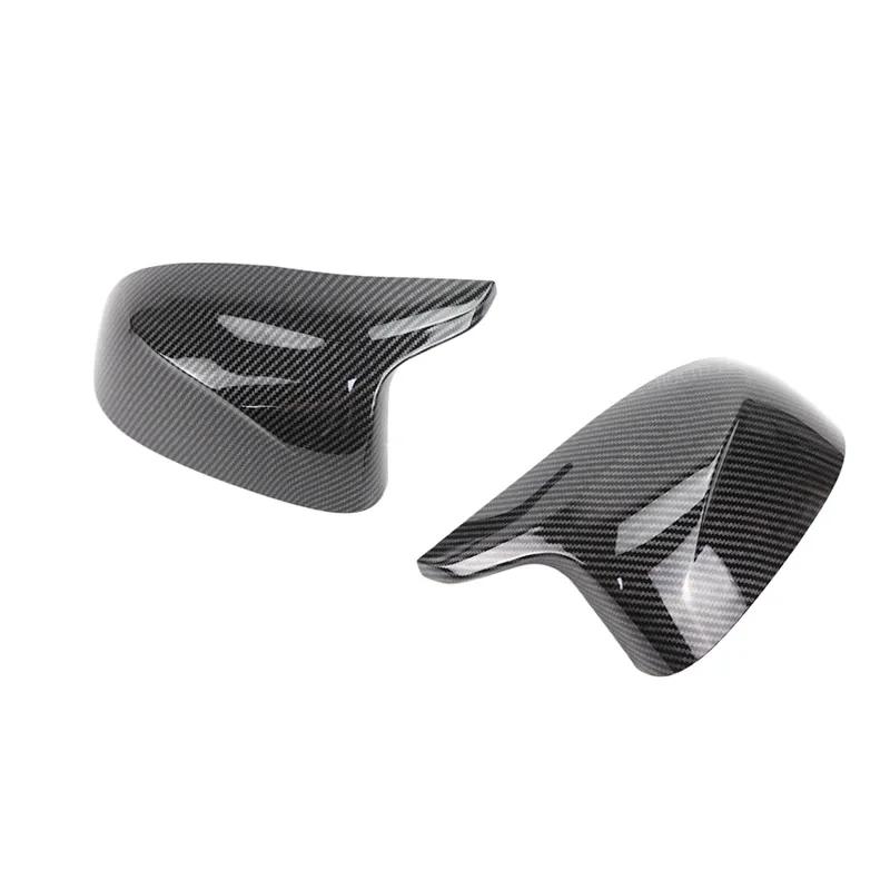 4pcs Carbon Fiber Style Black Side Mirror cover Caps for BMW X3 iX3 G01 G08, X4 G02, X5 G05, X6 G06, X7 G07