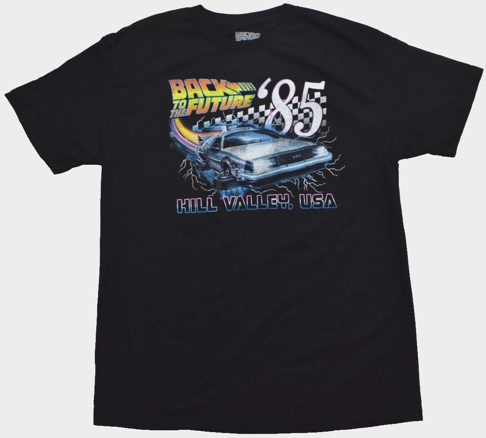 Back To The Future Mens '85 Hill Valley, USA Black Shirt New Large