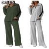Women's Fashion Casual Long Sleeve V Neck Pants Suits