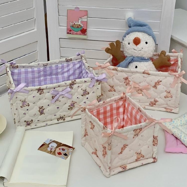 Multipurpose Quilted Fabric Storage Basket Accessory for Desk Organization In Any Room or Offices Space Saving Designs