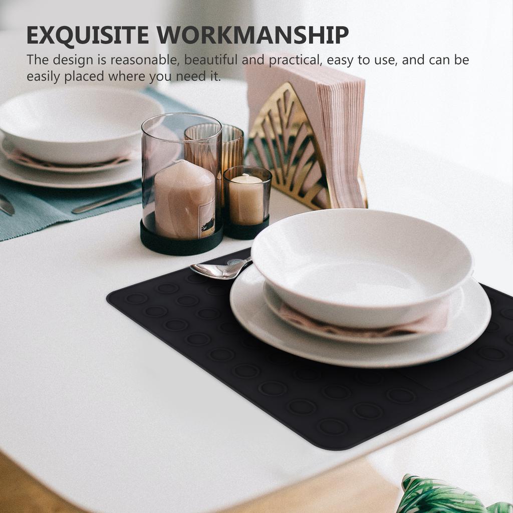 2pcs Silicone Drying Mat Set Kitchen Countertop Dish Draining Pad Heat Resistant For Cups Bowls Plates Bar Tableware Mats