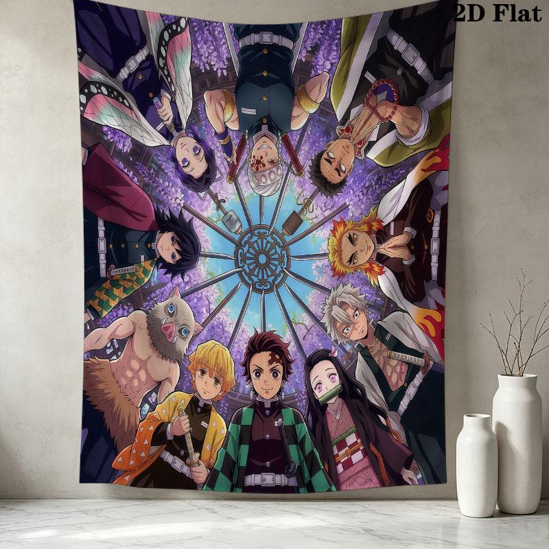 Клинок, рассекающий демонов Kimetsu No Yaiba Настенный гобелен Эстетичный настенный подвес Печатный тканевый плед Декоративные гобелены для спальни гостиной Домашний декор