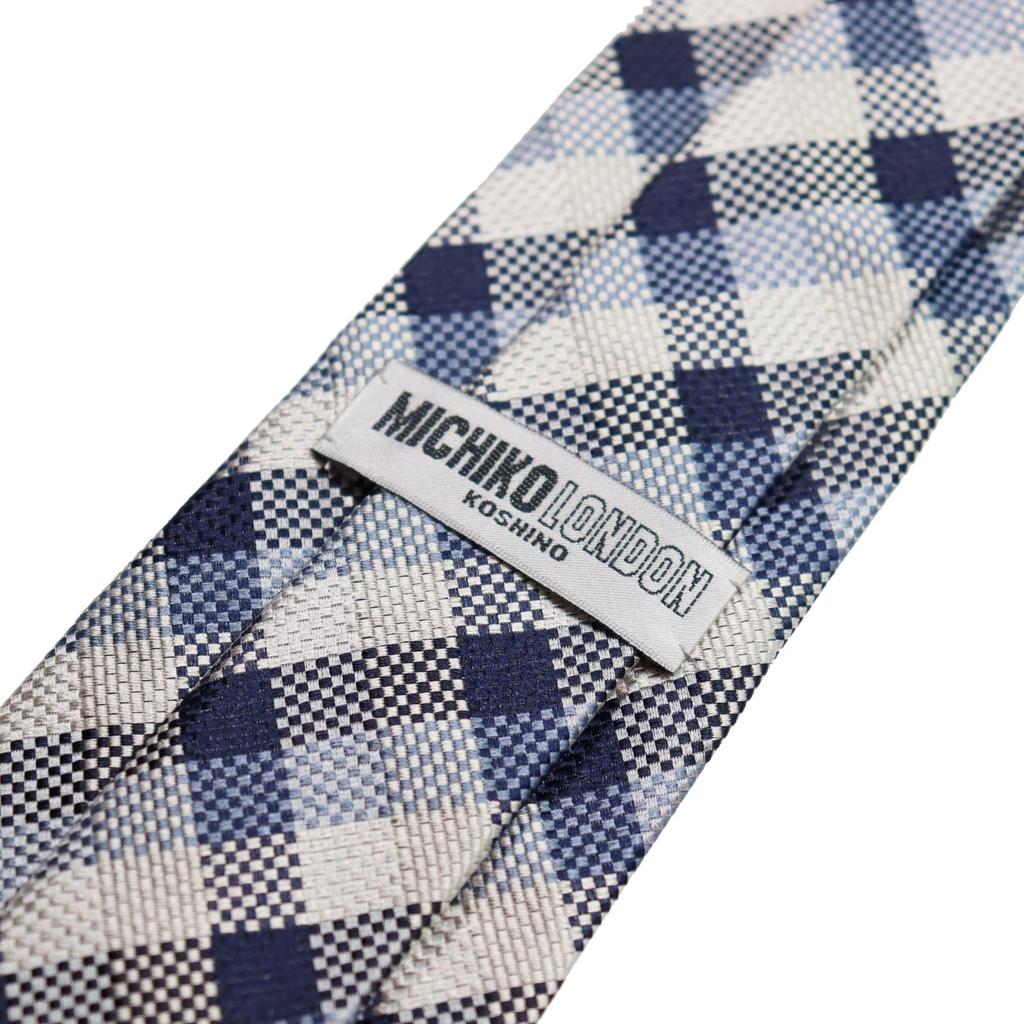 [Michiko London] KOSHINO Necktie, Check Pattern, 100% Silk, Blue, Unisex for Men & Women mki-014-A