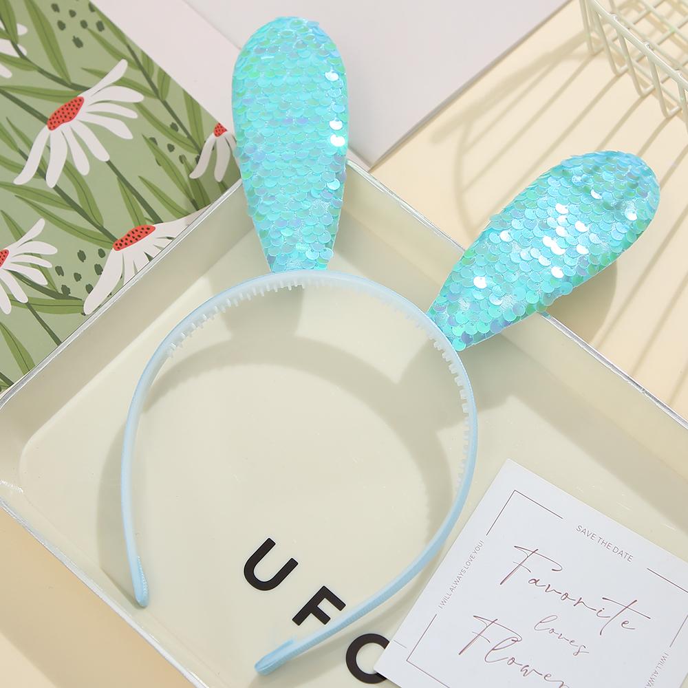 Rabbit Ears Headband Glitter Sequin rabbit Hairbands Shiny Headband Hair Metal Hoop Hair Party Decoration