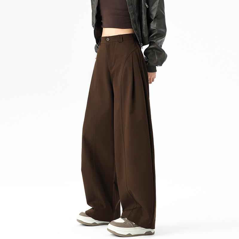 Jialiang Korean Style High Waist Wide Leg Pants – Women s Spring 2026 Collection XL коричневый/красный