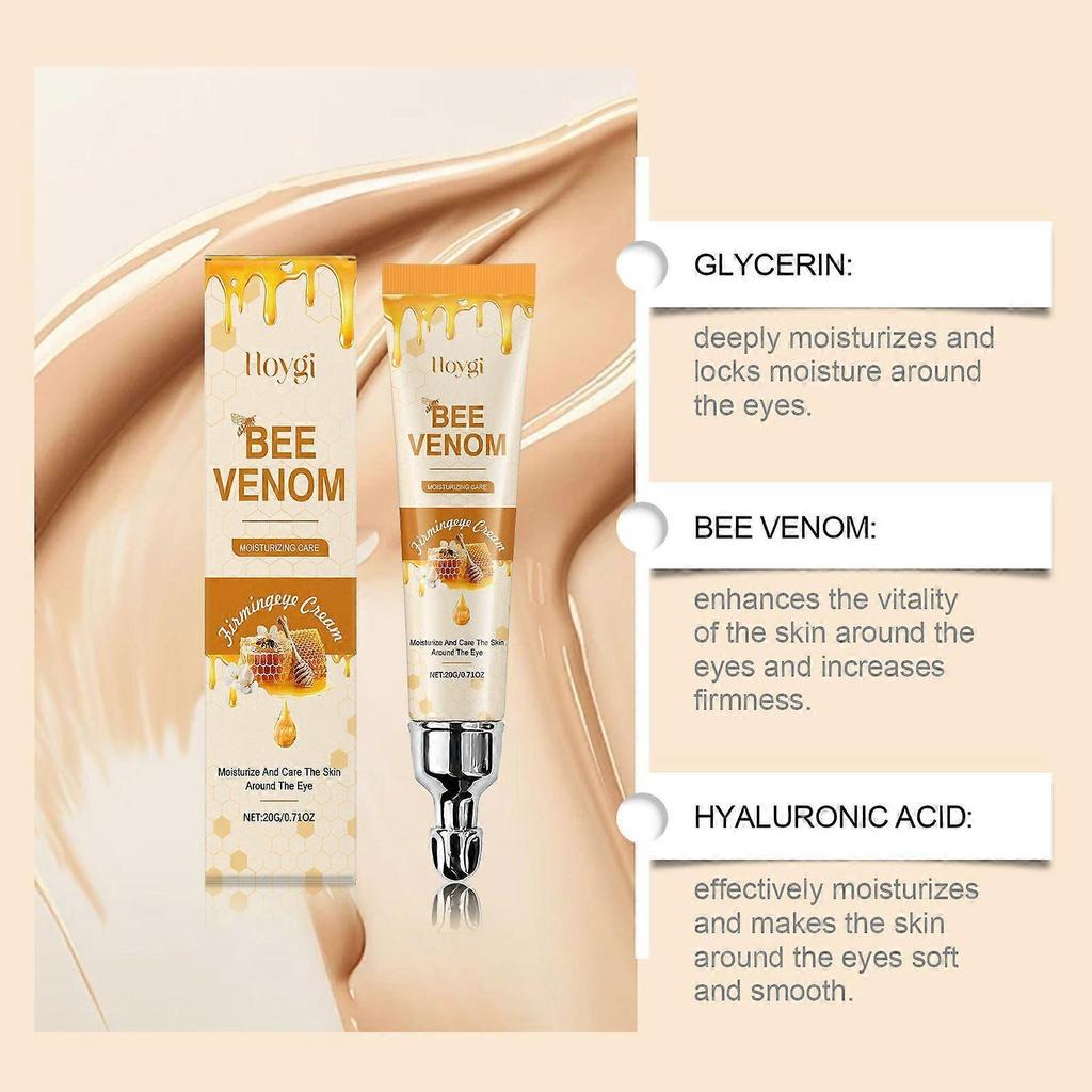 Bee Venom Moisturizing Eye Cream for Wrinkles, Puffy Eyes, Dark Circles and Under Eye Bags Treatment, Anti-Aging & Firming Eye Cream with Hyaluronic A