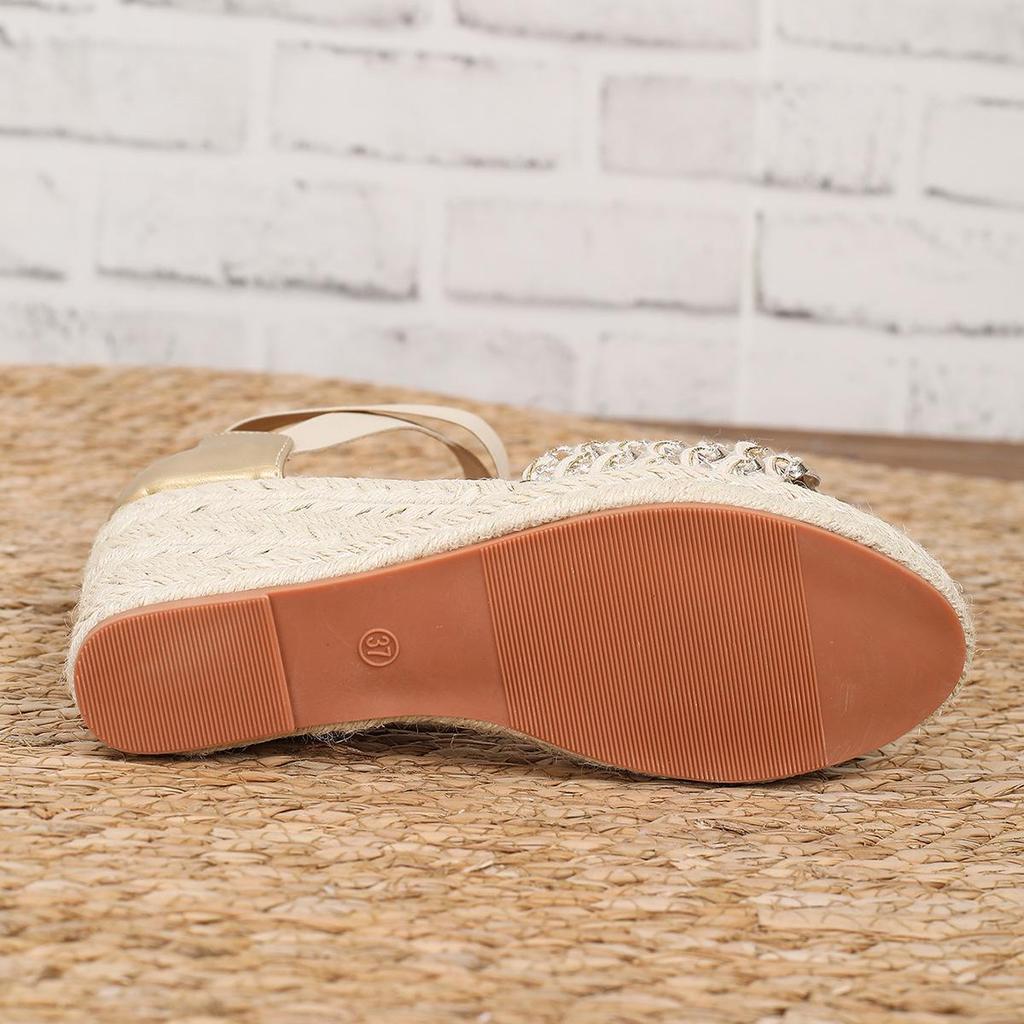 Ethnic Style Ultra-High Wedge Sandals with Thick-Sole and Straw Weave for Summer 2026