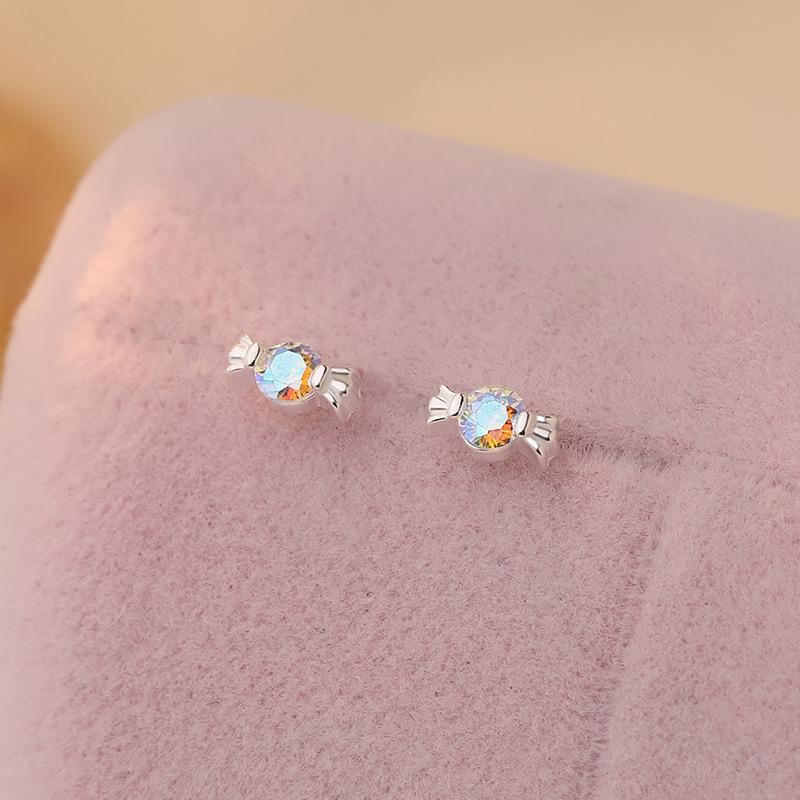 Sweet Candy Zircon Earrings for Women Cute Children's Fun Creative Gentle Ins Style Earrings