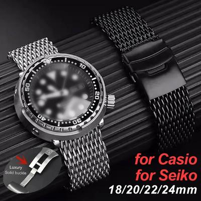 Roestvrijstalen Armband voor Seiko Shark Mesh Luxe Milanese Horlogeband voor Casio 18 20 22 24mm Universele Band voor Omega Riem