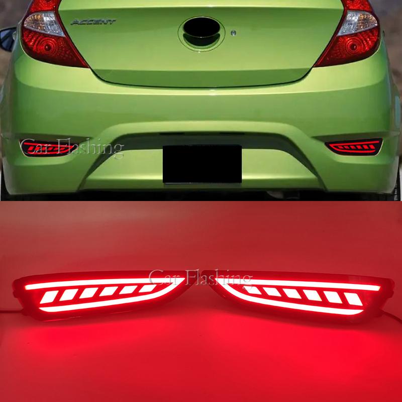2PCS Car Tail Light LED Brake Light Taillight For Hyundai Accent Hatchback 2012 2013 2014 2015 2016 2017 Rear Bumper Lamp