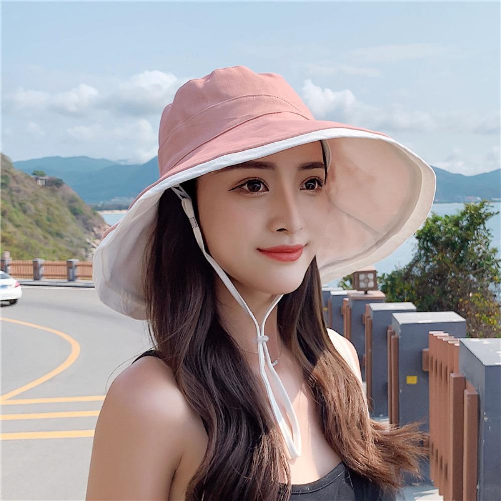 Soft Double-sided Wear Fisherman's Hat Broad-edged Bucket Hat Portable Women Sun Hat  Beach