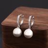 European and American Style Luxury Copper Inlaid Zirconium Pearl Pendant Earrings Retro Elegant Women's Earrings
