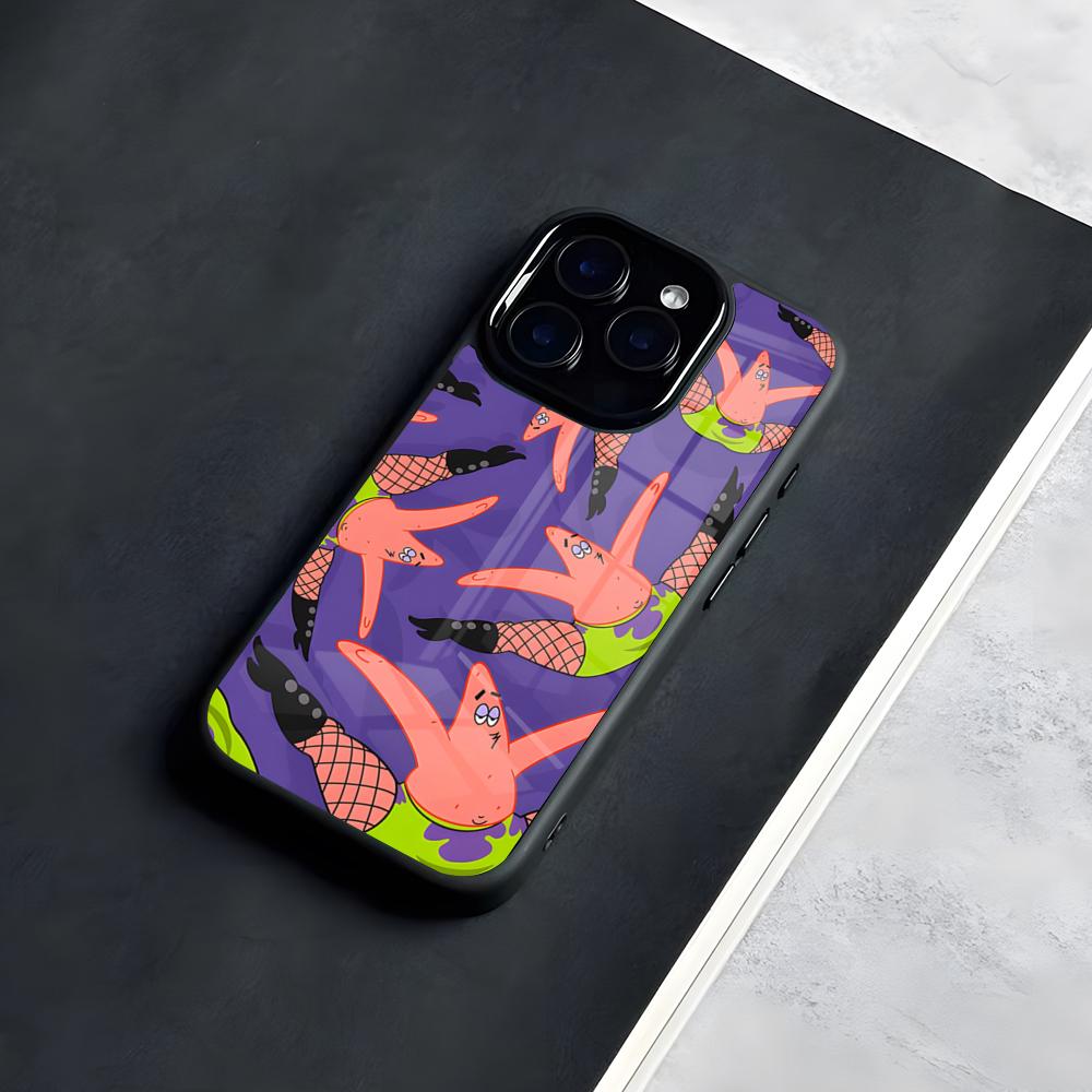 Kind SpongeBob Square Phone Case For IPhone 17 Pro Max 16 15 14 13 11 Pro Max Plus Glass Phone Case