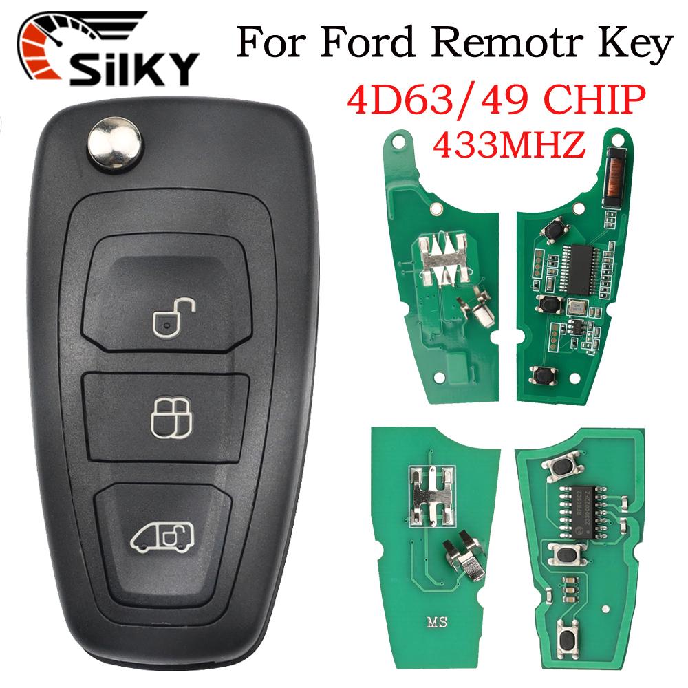 SilKY Flip Remote Control Car Key Fob ID49 Chip/4D63 CHIP 433MHz FCCID GK2T-15K601-AB/AA For Ford Transit Custom Tourneo 2015+