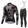 Womens Long Sleeve Cycling Jersey Bib Pants Set Breathable Quick-Dry Mountain Bike Apparel Fall