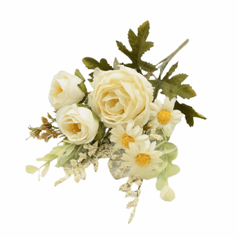 Multicolor Simulation Rose Flower Silk Petals Faux Floral Bouquet Fake Flower Bride Bouquet