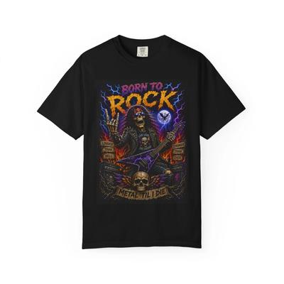 Born To Rock Skeleton Guitarist T-Shirt | Metal Music Tee