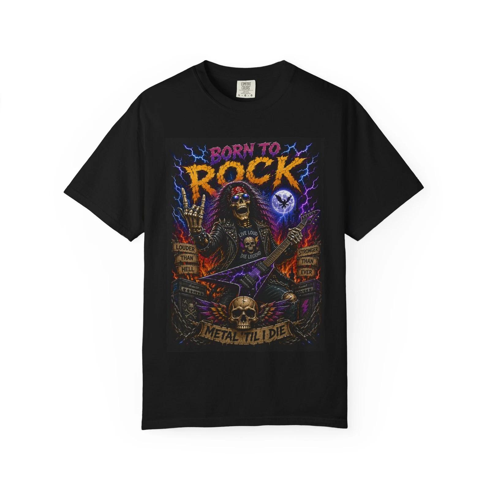 Born to Rock skeleton guitarist T-Shirt | Metal music tee XXXXL