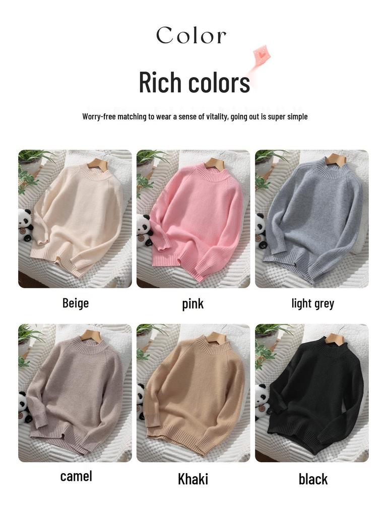 100% Pure Wool Kids' Thick Pullover Sweater - Warm Woolen Base Shirt for Boys & Girls