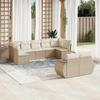 VidaXL Garden Lounge Set with Cushions 9 Pcs, Patio Sofas, Patio Furniture Set, Outdoor Furniture, Beige 3221817