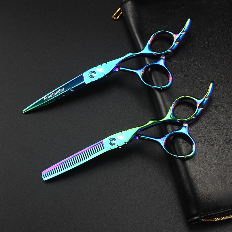 SY5 God Walker Green Hairdressing Scissors Set: Straight & Thinning Scissors (Model SY5-0402)