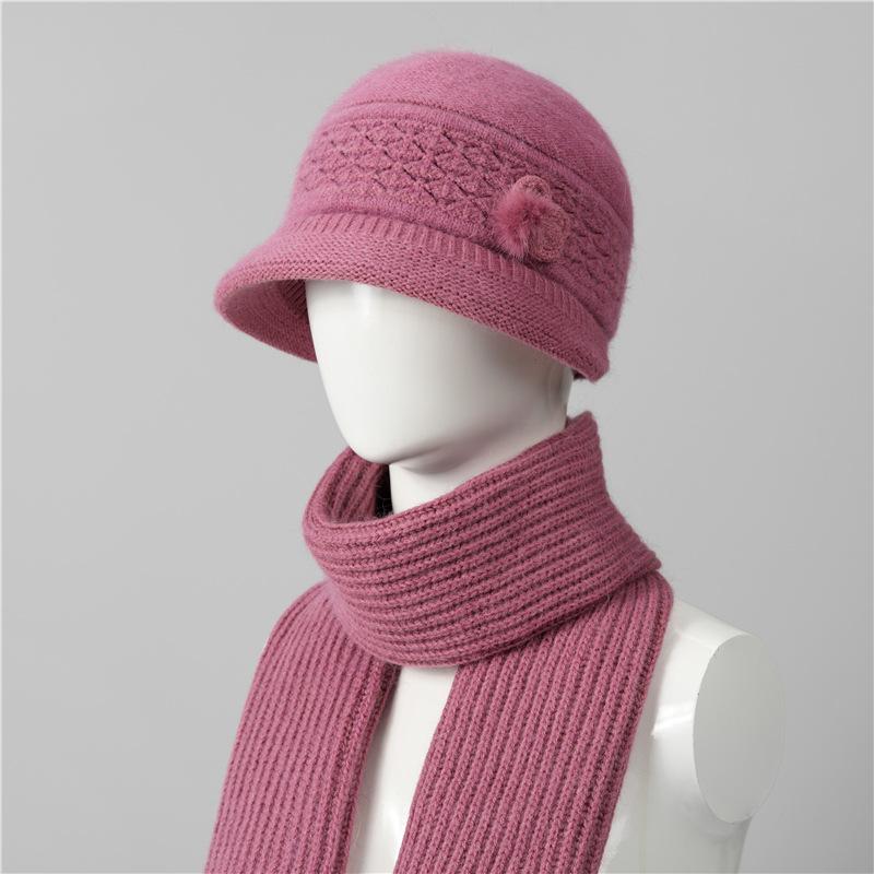 Hat female winter thermal hat piled thick knitted wool hat mother-in-law cotton hat