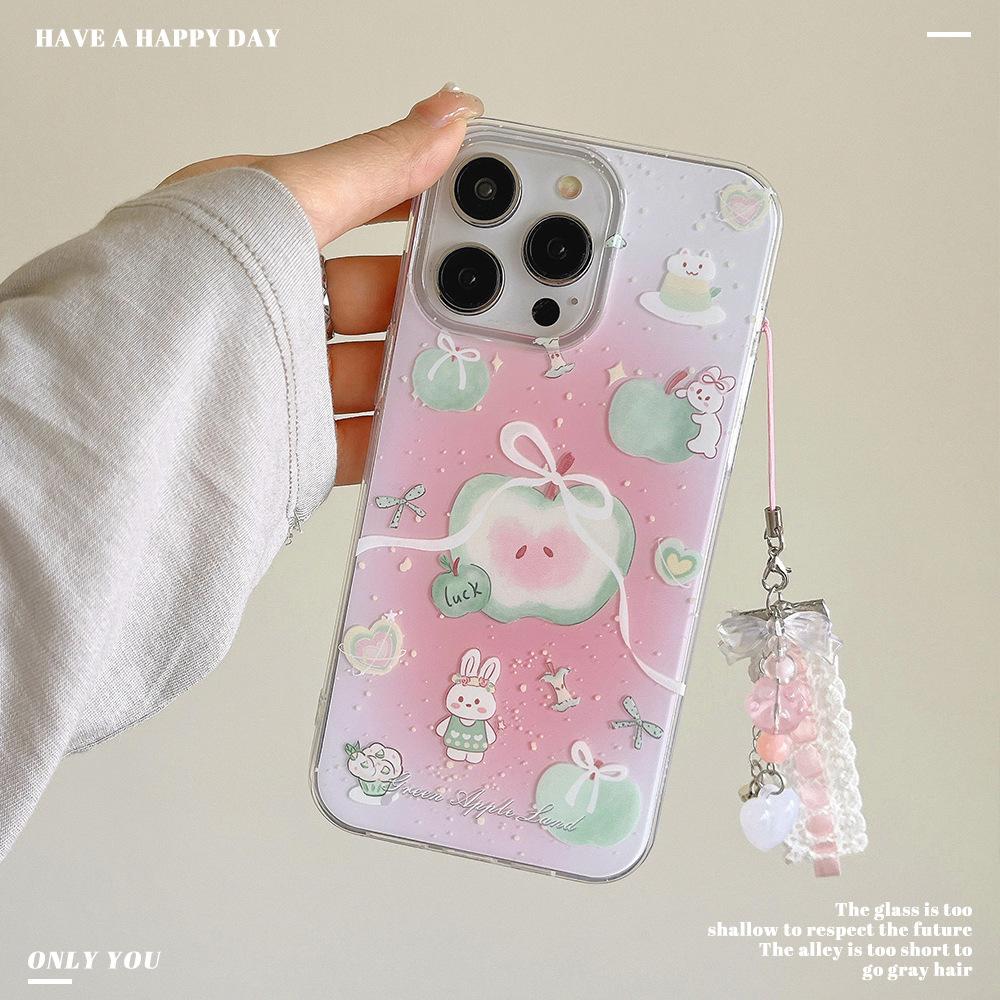 

New Green Apple Applicable IPhone 16 Pro Case Apple 15pro Mobile Case 14 Bracelet 13promax Apple 16