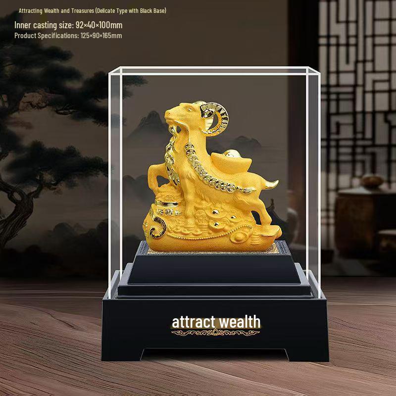 Golden Sheep Feng Shui Figurine for Prosperity - Three Sheep Zodiac Wealth Attracting Gift
