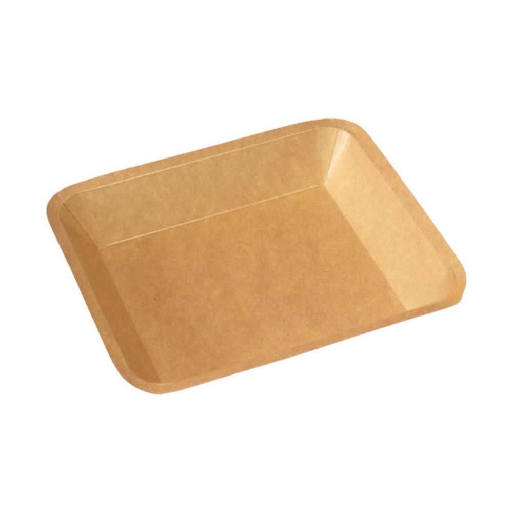50PCS Oil Proof Kraft Paper Barbecue Tray Waterproof Snack Tray Dessert Plate  Fast Food Restaurant 7.87x6.57x0.83 in