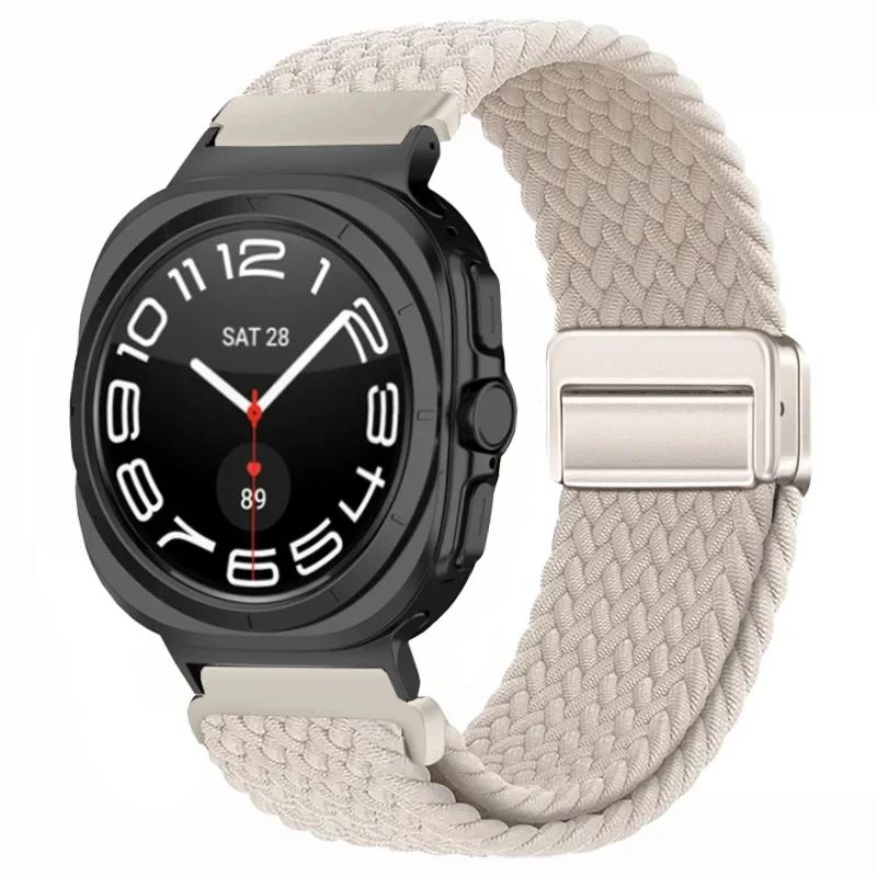 Nylon Braided Loop Strap for Samsung Galaxy Watch Ultra 47mm Magnetic Bracelet Wristband for Galaxy Watch 6 5 4 40mm 44mm 43mm 45mm Accessories