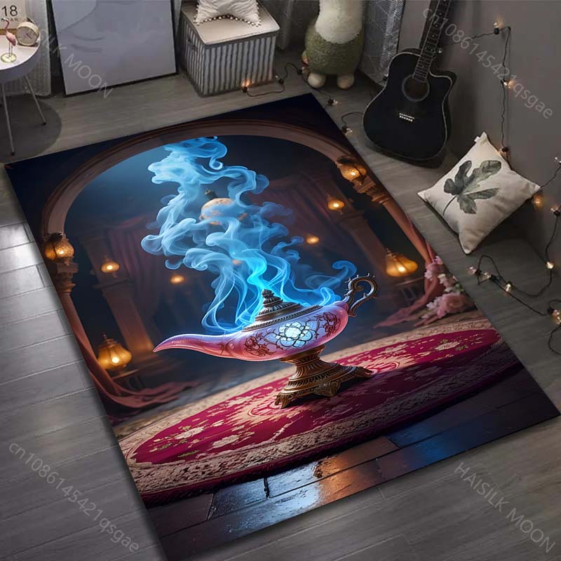 1PC Fairy Tale Wishing Lamp Painting Carpet for Living Room Bedroom Sofa Doormat Decor Sofa Table Area Rug Non-slip Floor Mat