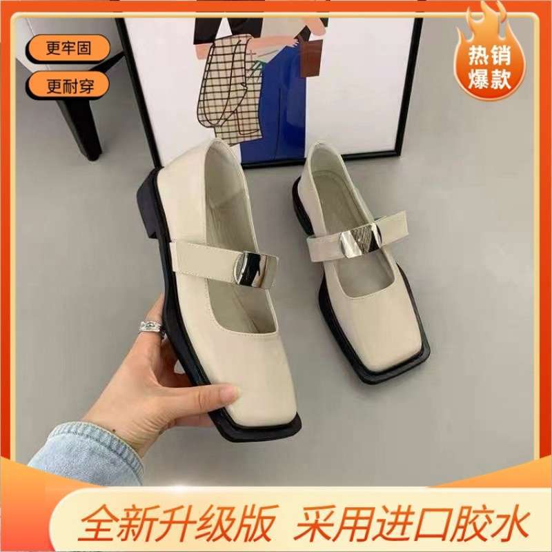 French British Style Single Shoes Women's Shoes Loafers Mary Jane Spring and Autumn New Thick Heel Retro Black Small Leather Shoes Women