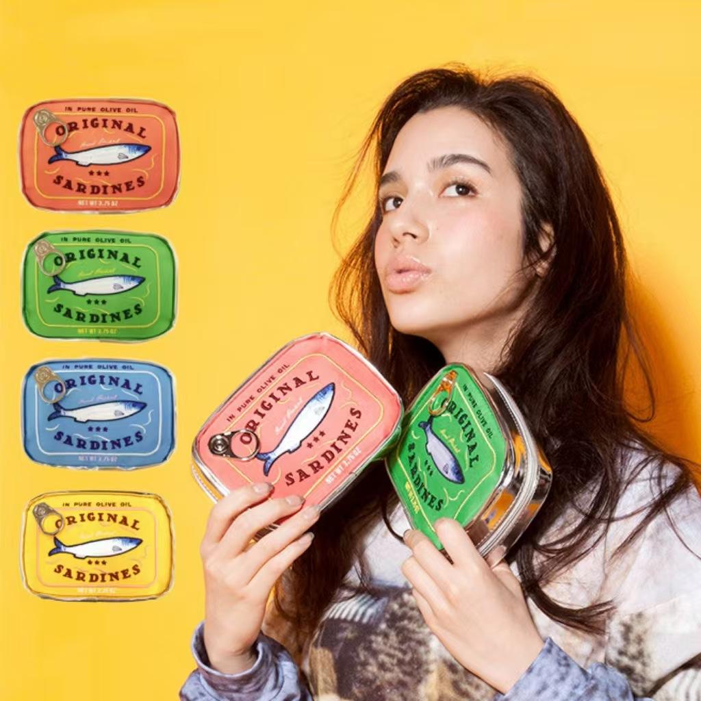 Cute Cosmetic Bag Sardines Cans Shape Creative Packages Portable Toiletry Bag Fashion Zipper Small Soft Makeup Bags Travel Pouch