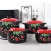 1Pcs Ceramic Casserole Cooking Soup Pot Red Strawberry Round Kitchenware  Saucepan Gas Stove Cookware Household Kitchen Supplies