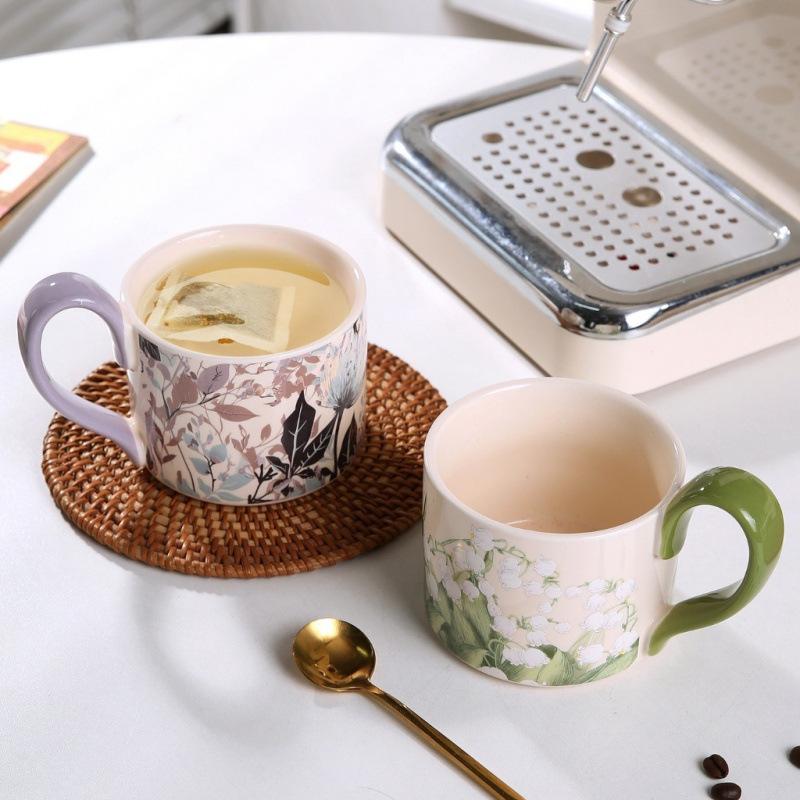 Design Sense Niche Wide Handle Office High Value Water Cup Coffee Cup, Home Couple Breakfast Cup