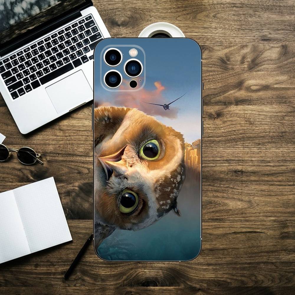 Bird Owl Cute Phone Case For iPhone 16,15,14,13,12,11,XS,XR,X,8,7,Pro,Max,Plus,mini Silicone Black Cover