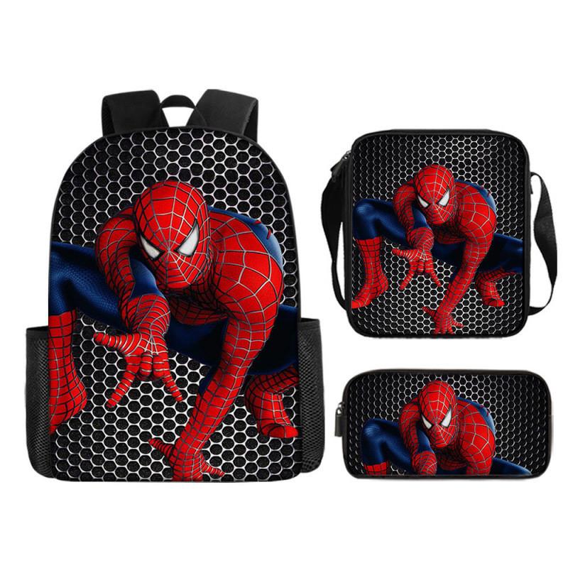 Spiderman Kids Backpack Set With Breathable Oxford Fabric For School Use