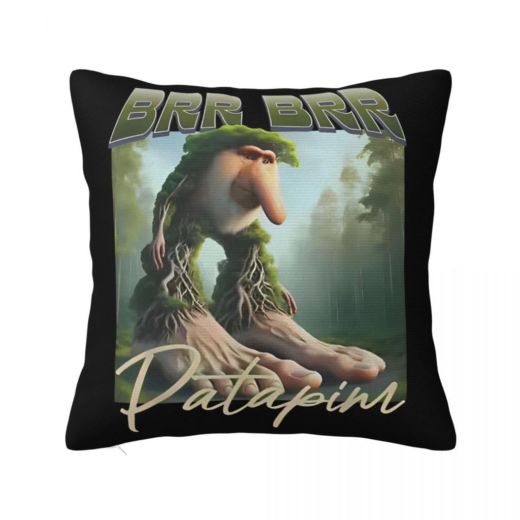 Brr Brr Patapim Italian Brainrot Pillowcase Polyester Cushion Cover Decor Meme Throw Pillow Case Cover Home Square 40X40cm