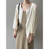 Round Neck One Button Sun Shirt Women's Spring and Summer Loose Cardigan Seven-tenths Sleeve Cardigan