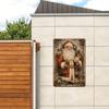 Vintage Santa Metal Wall Sign - Rustic Christmas Decor Aluminum Hanging Art Poster 11.9" X 7.9